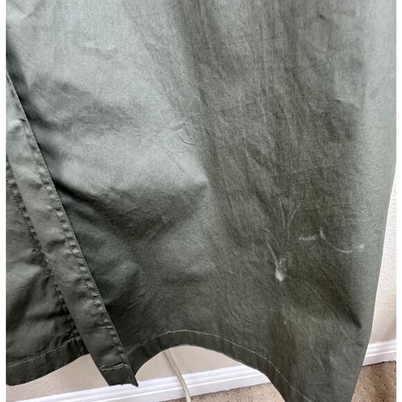 Gallery Green Long Trench Coat Size 12 Removable Lining Leather Contrast - Picture 4 of 13